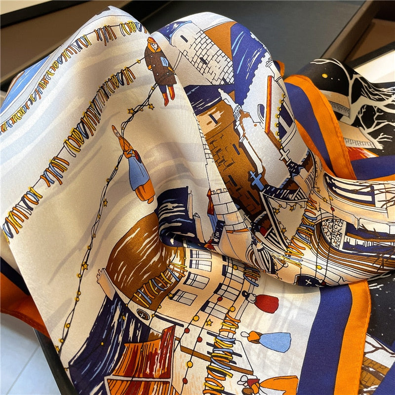Foulard en soie "Pluie d’Argent"