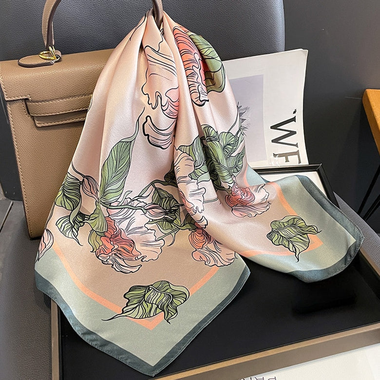 Foulard en soie "Rose du Marais"
