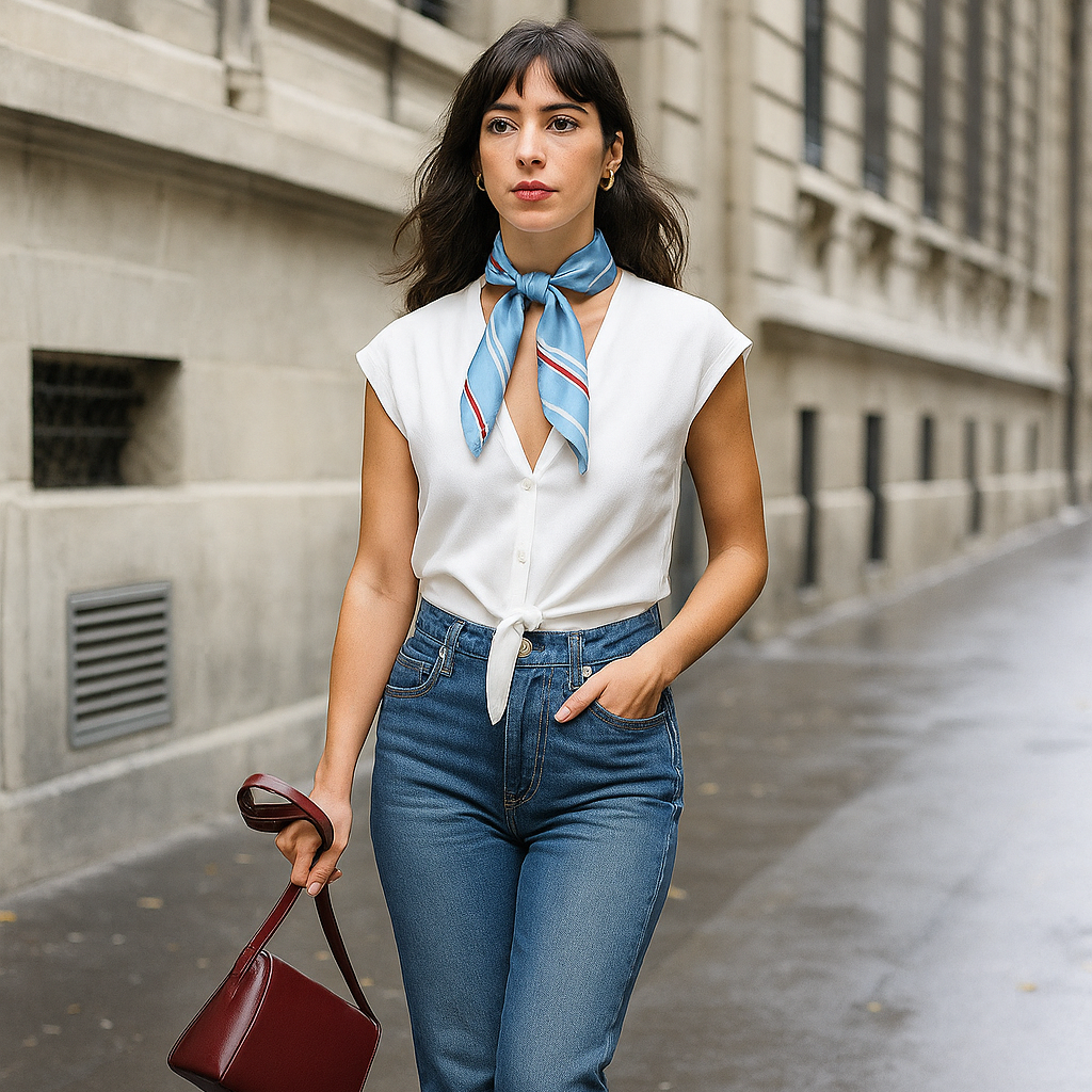 Foulard en soie "Balade au Trocadéro"